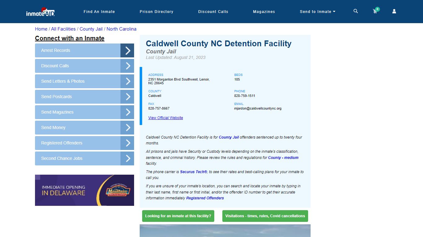 Caldwell County NC Detention Facility - Inmate Locator - Lenoir, NC